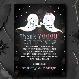 Little Spirit Halloween Ghosts Gender Reveal Party Thank You Card