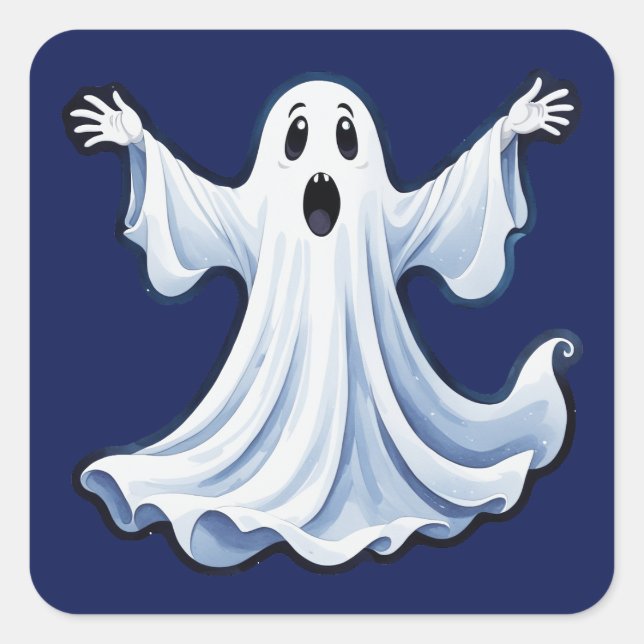 Little Spooky Ghost - Halloween 11 - Fan Fun Square Sticker (Front)