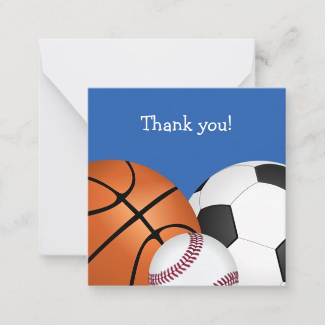 Little Sports Ball Thank You Note Card (Front)