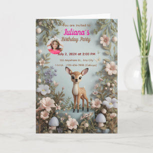 Little Spotted Deer Woodland Birthday Invitation –