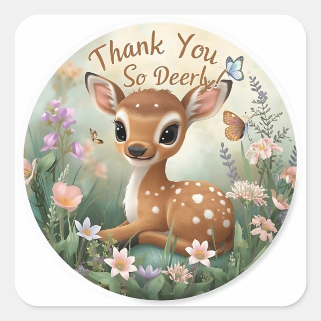 Little Spotted Deer Woodland Birthday Stickers – M (Front)