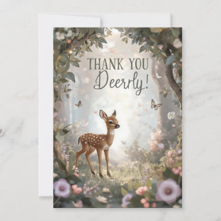 Little Spotted Deer Woodland Birthday Thank You Card