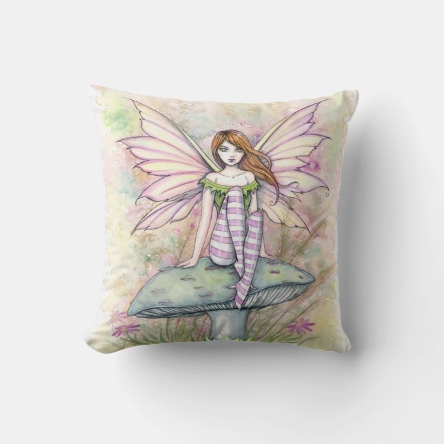 Little Spring Fae Fairy Art by Molly Harrison Cushion (Front)