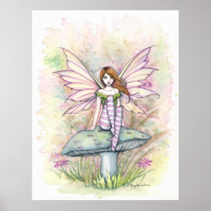 Little Spring Fae Fairy Watercolor Illustration Poster