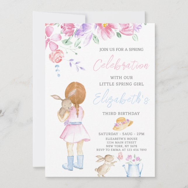 Little Spring Girl Birthday Invitation (Front)