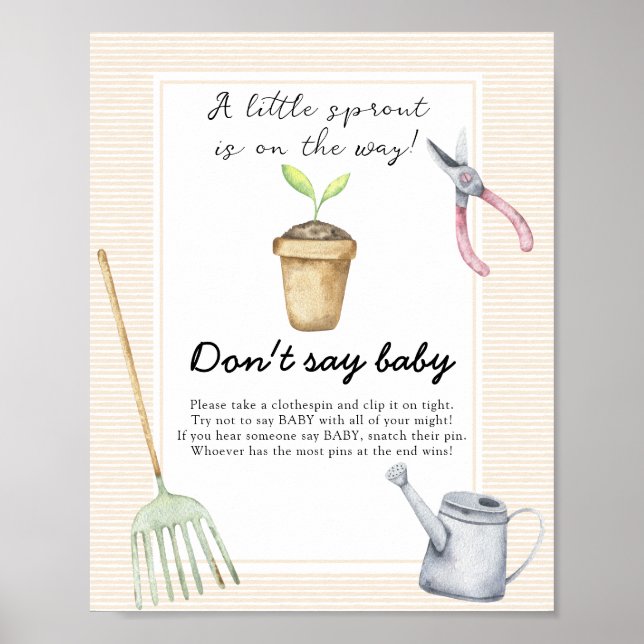 Little sprout Baby Shower - Don't say baby Poster (Front)