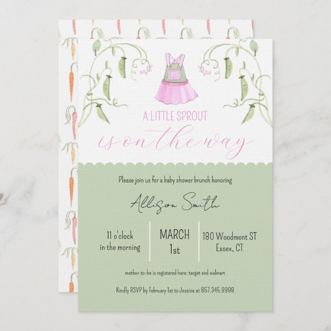 Little Sprout Baby Shower Invitation (Front/Back)