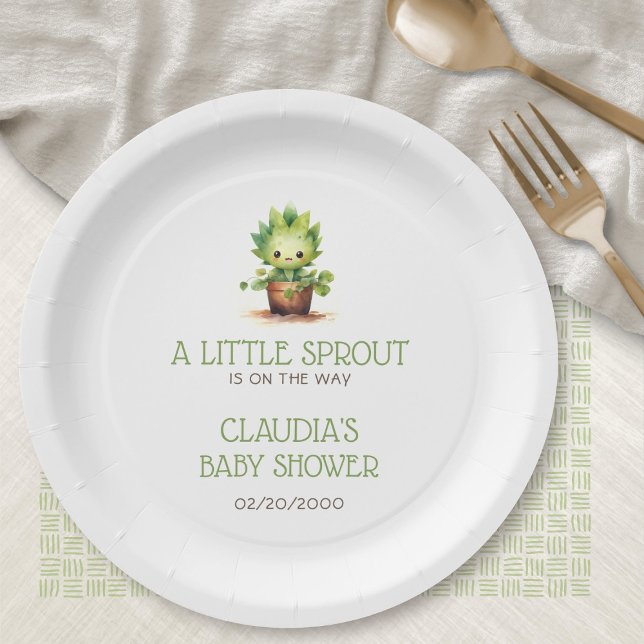 Little Sprout Baby Shower Paper Plate (Creator Uploaded)