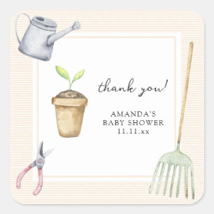 Little sprout baby shower thank you square sticker