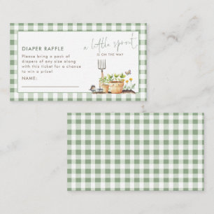 Little Sprout Diaper Raffle Gingham Baby Shower Enclosure Card
