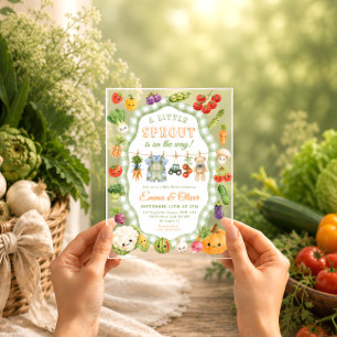 Little Sprout Farmers Market Boy Baby Shower Acrylic Invitations