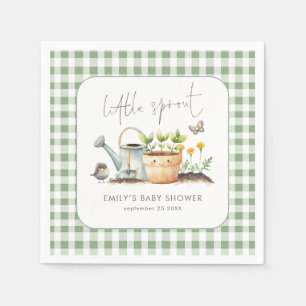 Little Sprout Gingham Sage Garden Baby Shower Napkin