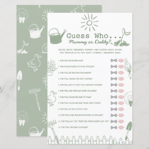 Little Sprout Green Guess Who Baby Shower Game