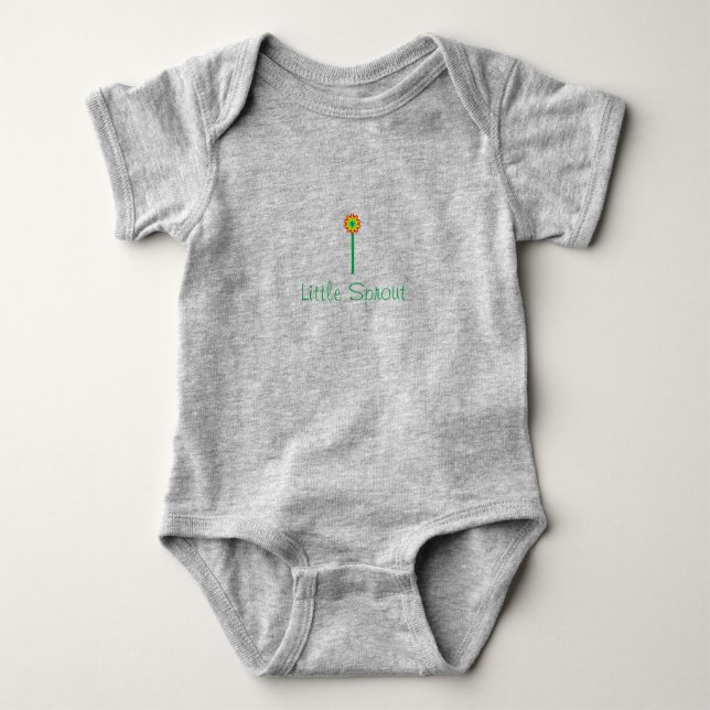 Little sprout grey baby bodysuit (Front)