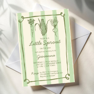 Little sprout is on the way stripped Baby Shower Invitation