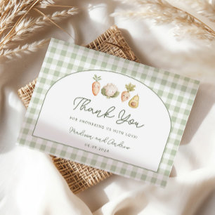 Little Sprout Vegetables Gingham Thank You Enclosure Card