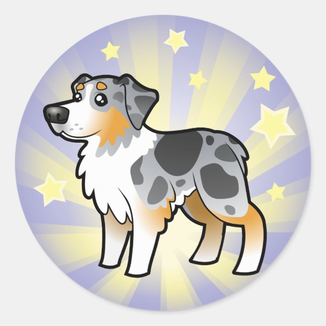 Little Star Australian Shepherd Classic Round Sticker (Front)