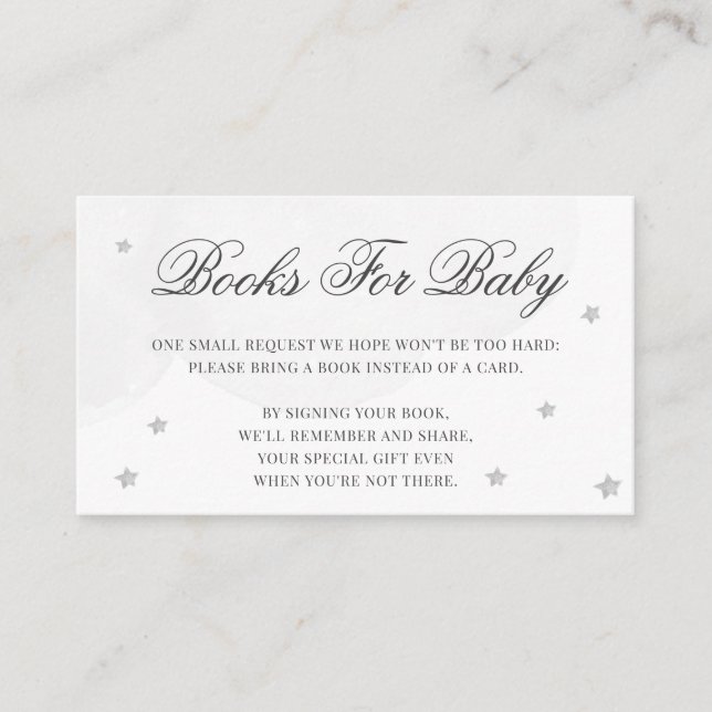  Little Star Baby Shower Books For Baby Grey  Enclosure Card (Front)