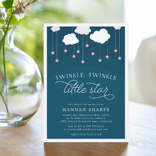 Little Star Baby Shower Invitation   Pink & Navy