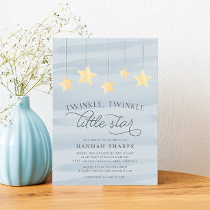 Little Star Baby Shower Invitation Sky Blue