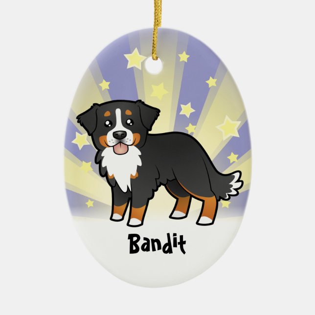 Little Star Bernese Mountain Dog Ceramic Tree Decoration (Front)