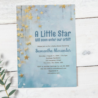 Little Star blue baby shower Invitation