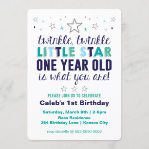 Little Star Boy's First Birthday Invitation