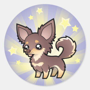 Little Star Chihuahua (long coat) Classic Round Sticker