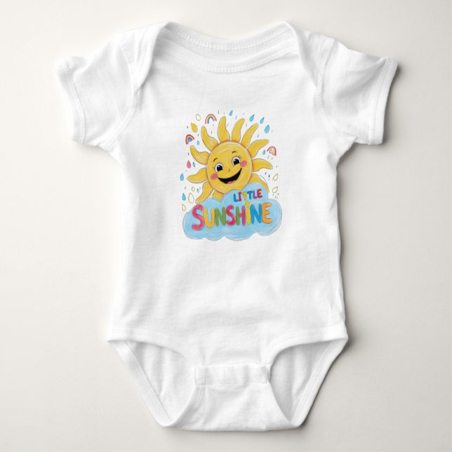 Little Star Crayon Style Pillow and Crown Baby Bodysuit (Front)
