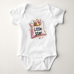 Little Star Crayon Style Pillow and Crown Baby Bodysuit