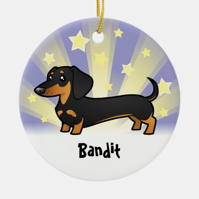 Little Star Dachshund (smooth coat) Ceramic Ornament (Front)
