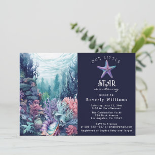 Little Star Elegant Ocean Starfish Baby Shower Invitation