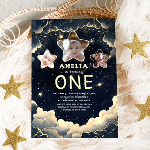 Little Star Galaxy Celestial Baby 1st Birthday Invitation