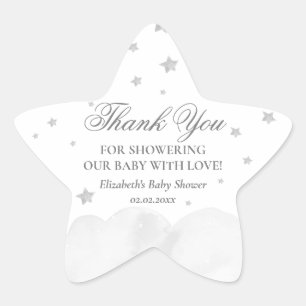 Little Star Grey Baby Shower Thank You Star Sticke Sticker