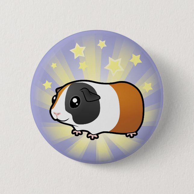 Little Star Guinea Pig (smooth hair) 6 Cm Round Badge (Front)