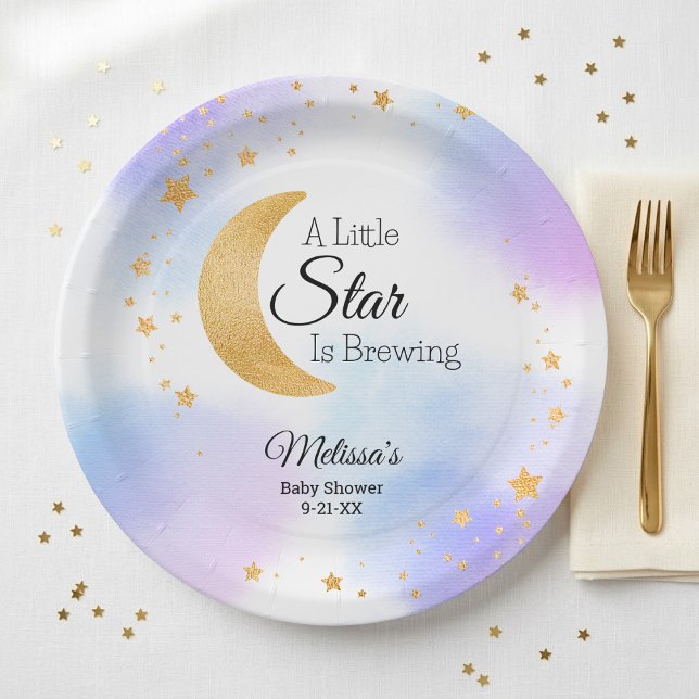 Little Star is Brewing Dreamy Baby Shower Paper Plate (Little Star is Brewing Dreamt Baby Shower Paper Plates)