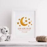 Little Star Name Moon & Star Watercolor Whimsical  Poster<br><div class="desc">Gender Neutral watercolor whimsical moon and stars painted twinkle little star personalised kids poster. Customisable!</div>