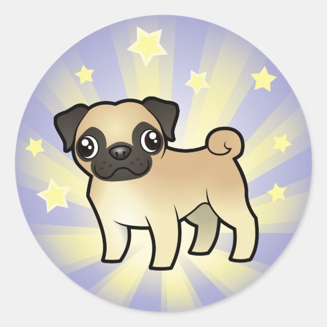 Little Star Pug Classic Round Sticker (Front)