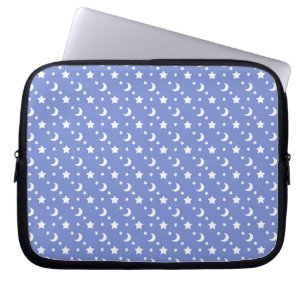 Little Stars and Moons Pattern on Blue Laptop Sleeve