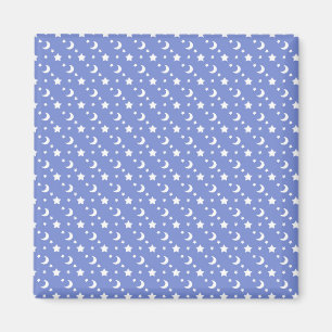 Little Stars and Moons Pattern on Blue Magnet