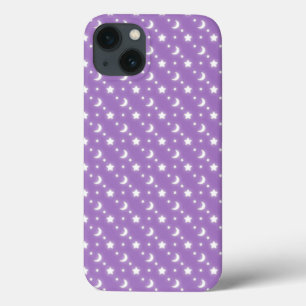 Little Stars and Moons Purple Background Pattern iPhone 13 Case