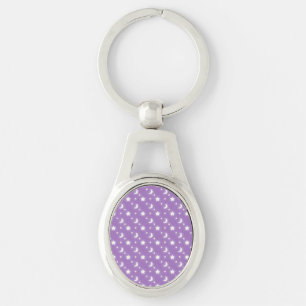 Little Stars and Moons Purple Background Pattern Key Ring