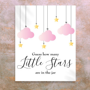 Little Stars Pink Baby Shower Game Sign