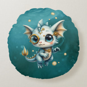 Little Steam Dragon – Professional Chaos Engineer. Round Cushion
