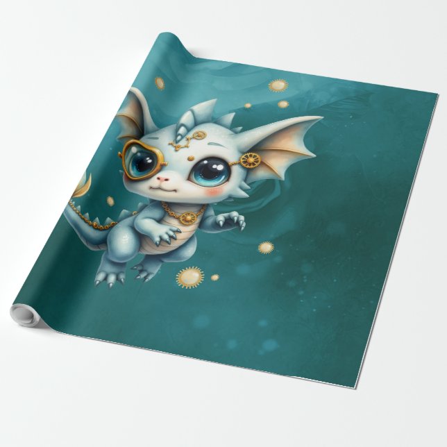 Little Steam Dragon – Professional Chaos Engineer. Wrapping Paper (Unrolled)