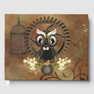 Little steampunk owl guest book