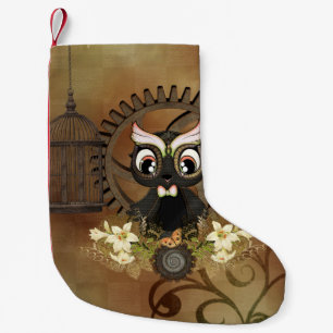 Little steampunk owl small christmas stocking