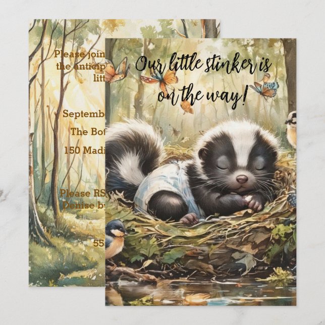 Little Stinker Baby Skunk Digital Download Invite (Front/Back)
