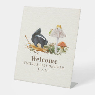 Little Stinker Woodland Skunk Boy Baby Shower Pedestal Sign