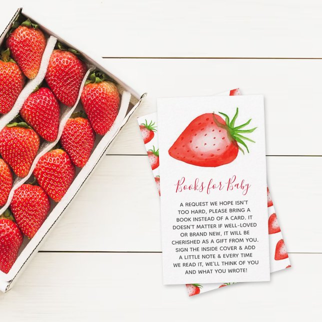 Little Strawberry Baby Shower Book Request Enclosure Card (Creator Uploaded)